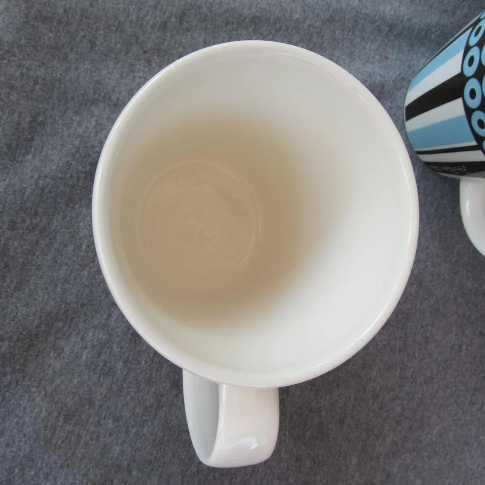 Jonathan Adler Happy Home circles & stripes 14 oz mugs set of 4 (W3271)